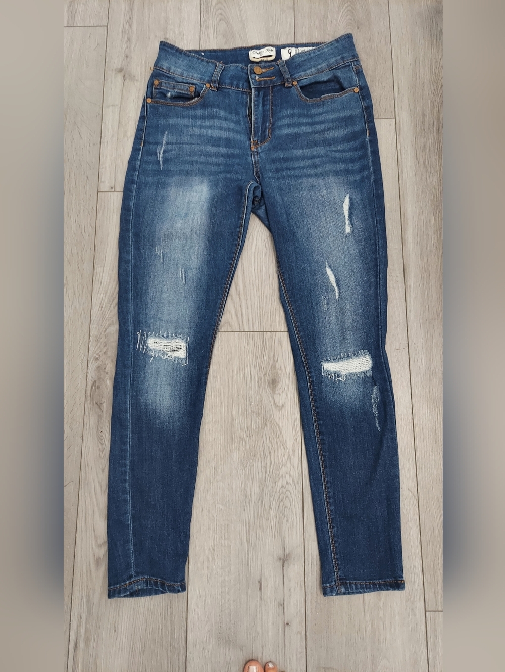 Indigo Rein Women's Distressed Skinny Jeans - Blue